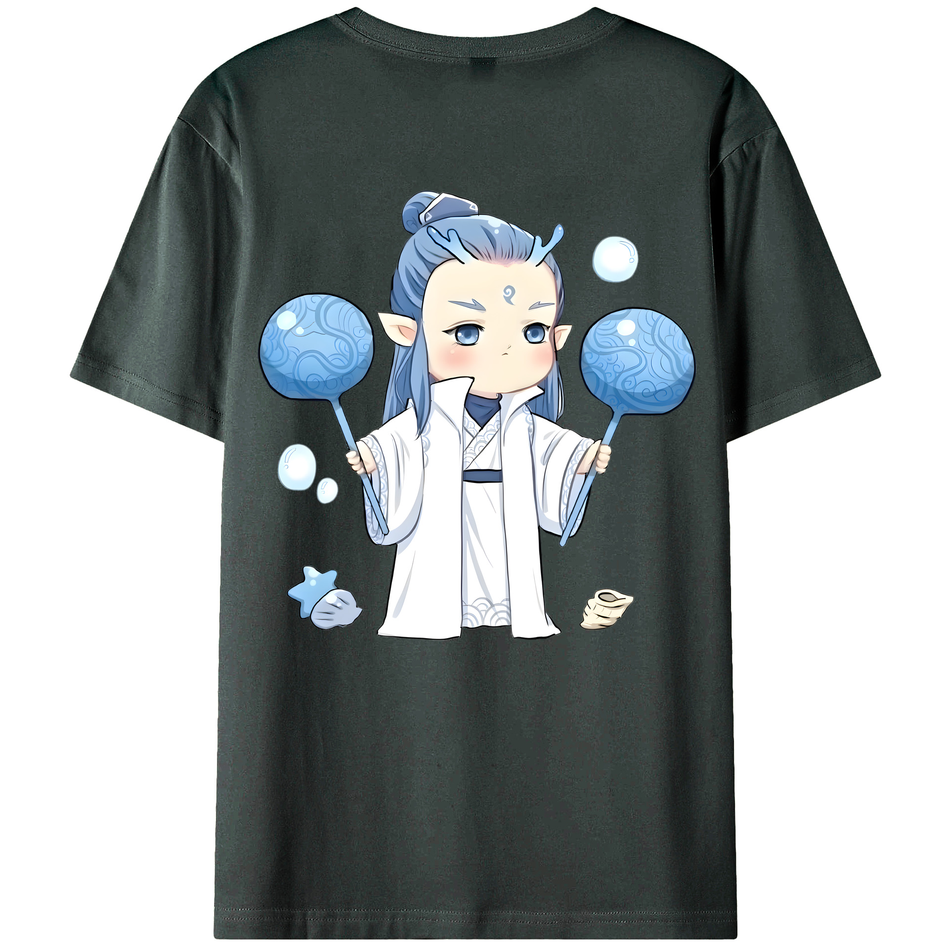 （画像用） Ne Zha 2 ナタ 魔童の大暴れ 綿100％ メンズ半袖Tシャツ（バックプリント） 通気性